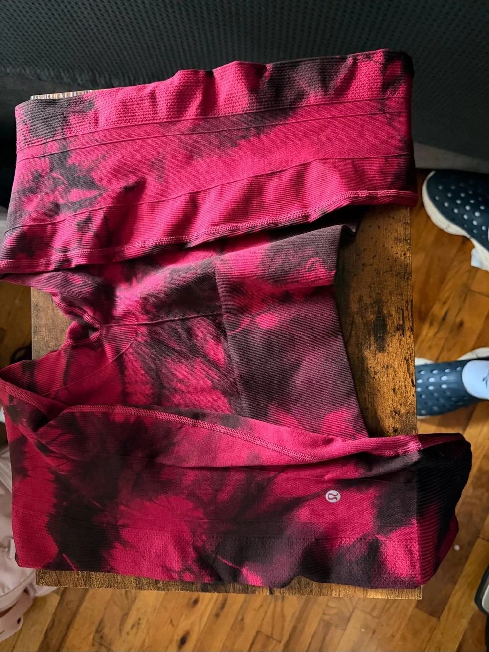 lululemon athletica Pink and Black Tie-Dye Seamless Leggings
